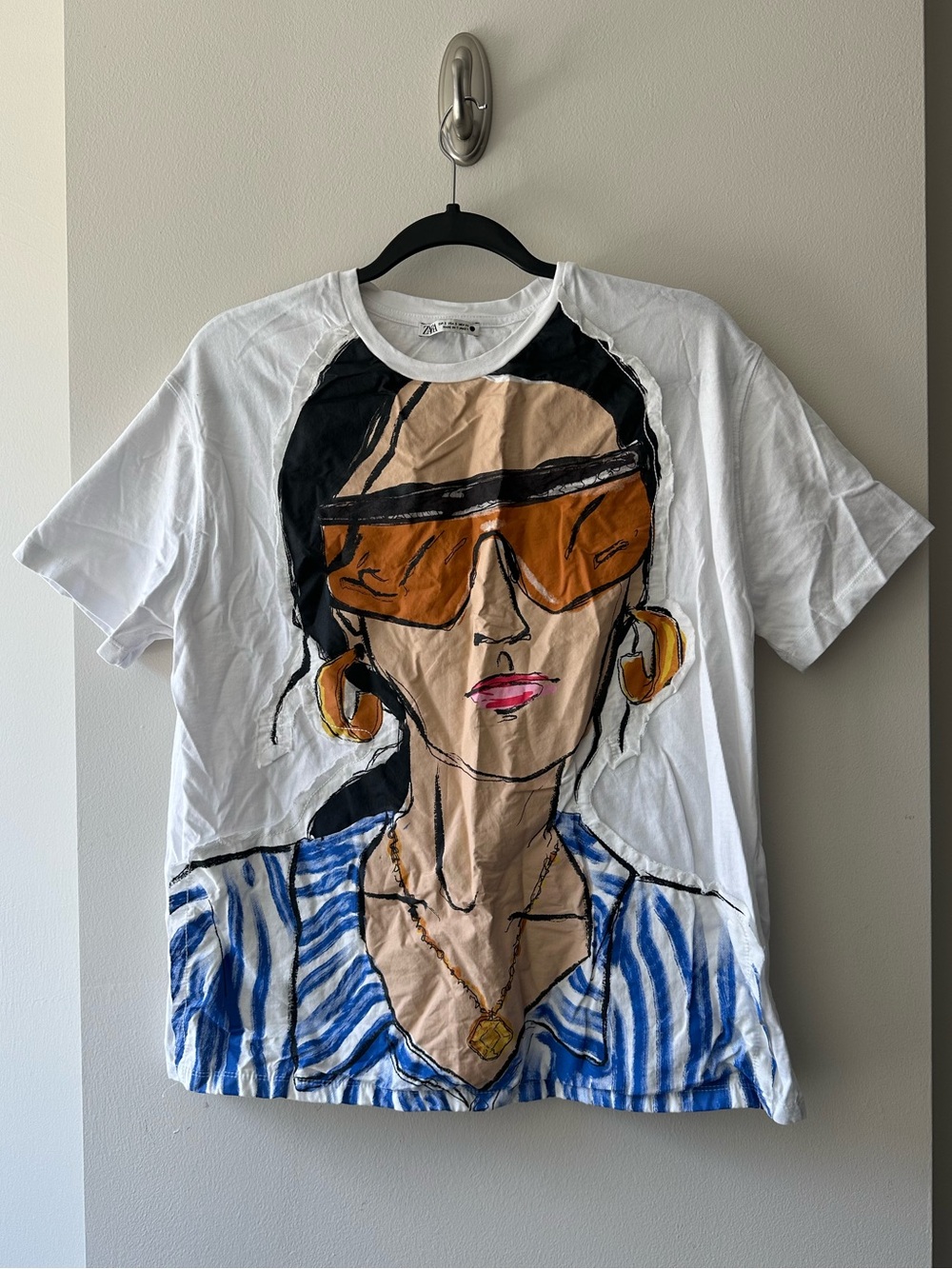 Zara Graphic White Oversized Tee
